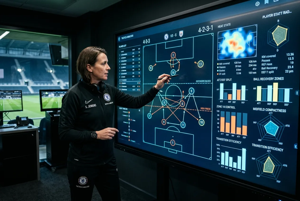 Olasz futballedző taktikai tábla statisztikáit elemzi